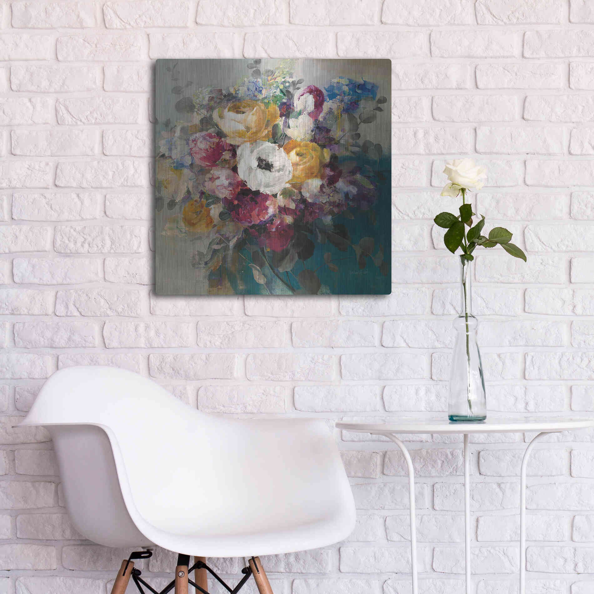 Luxe Metal Art 'Fall Bouquet' by Danhui Nai, Metal Wall Art,24x24