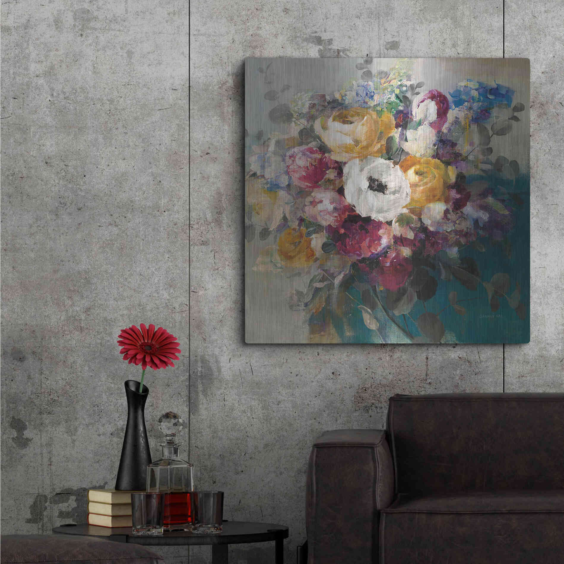 Luxe Metal Art 'Fall Bouquet' by Danhui Nai, Metal Wall Art,36x36