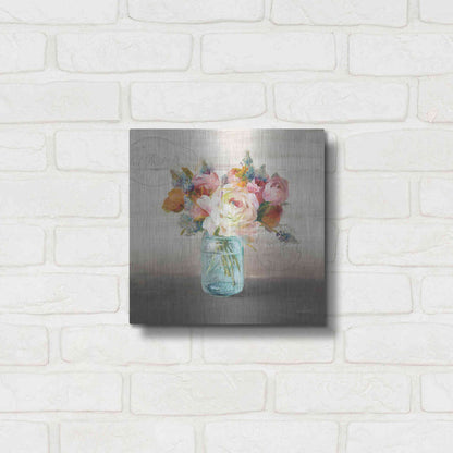 Luxe Metal Art 'French Cottage Bouquet II Mothers' by Danhui Nai, Metal Wall Art,12x12