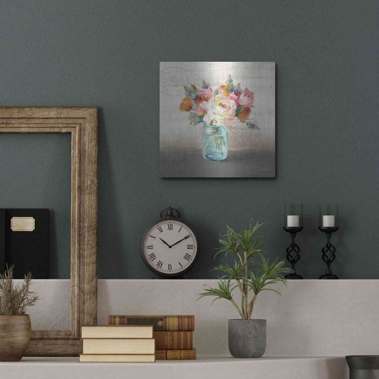 Luxe Metal Art 'French Cottage Bouquet II Mothers' by Danhui Nai, Metal Wall Art,12x12