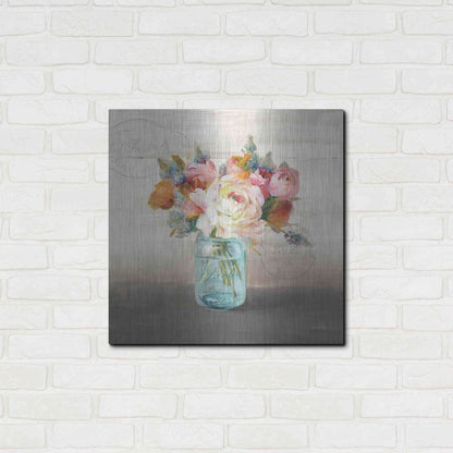 Luxe Metal Art 'French Cottage Bouquet II Mothers' by Danhui Nai, Metal Wall Art,24x24