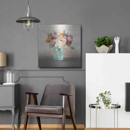 Luxe Metal Art 'French Cottage Bouquet II Mothers' by Danhui Nai, Metal Wall Art,24x24