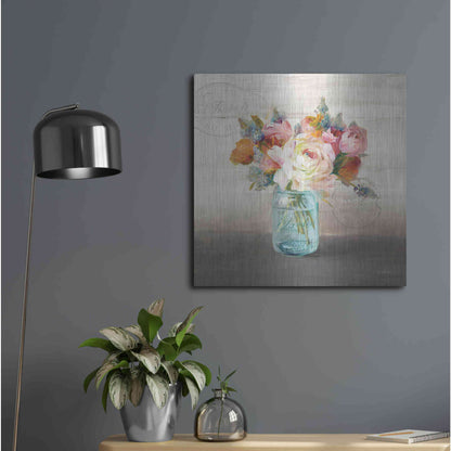 Luxe Metal Art 'French Cottage Bouquet II Mothers' by Danhui Nai, Metal Wall Art,24x24