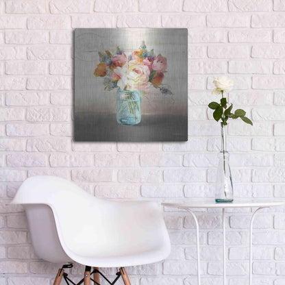 Luxe Metal Art 'French Cottage Bouquet II Mothers' by Danhui Nai, Metal Wall Art,24x24