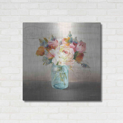 Luxe Metal Art 'French Cottage Bouquet II Mothers' by Danhui Nai, Metal Wall Art,36x36