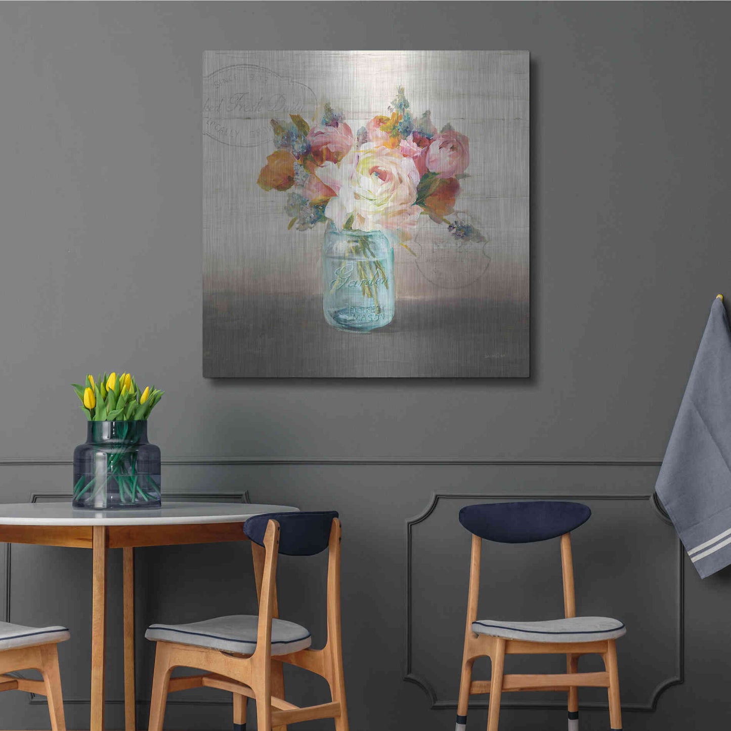 Luxe Metal Art 'French Cottage Bouquet II Mothers' by Danhui Nai, Metal Wall Art,36x36