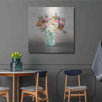 Luxe Metal Art 'French Cottage Bouquet II Mothers' by Danhui Nai, Metal Wall Art,36x36