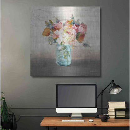Luxe Metal Art 'French Cottage Bouquet II Mothers' by Danhui Nai, Metal Wall Art,36x36