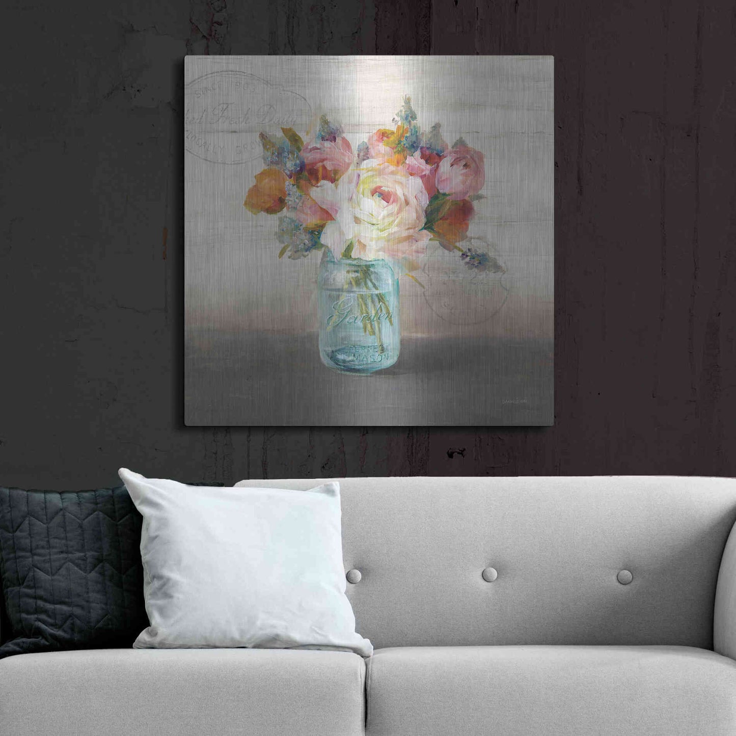 Luxe Metal Art 'French Cottage Bouquet II Mothers' by Danhui Nai, Metal Wall Art,36x36