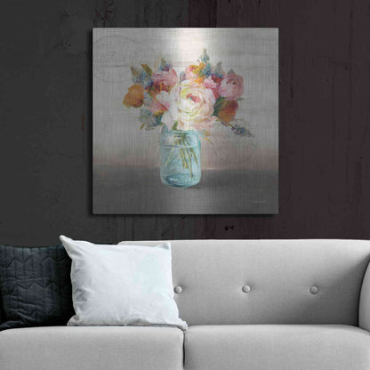 Luxe Metal Art 'French Cottage Bouquet II Mothers' by Danhui Nai, Metal Wall Art,36x36