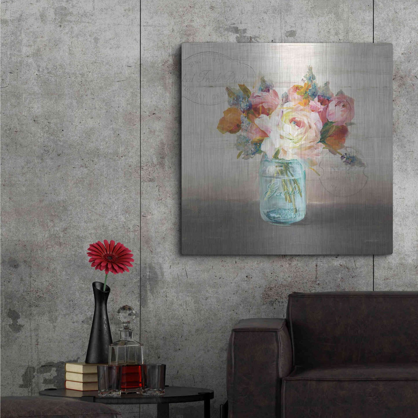 Luxe Metal Art 'French Cottage Bouquet II Mothers' by Danhui Nai, Metal Wall Art,36x36