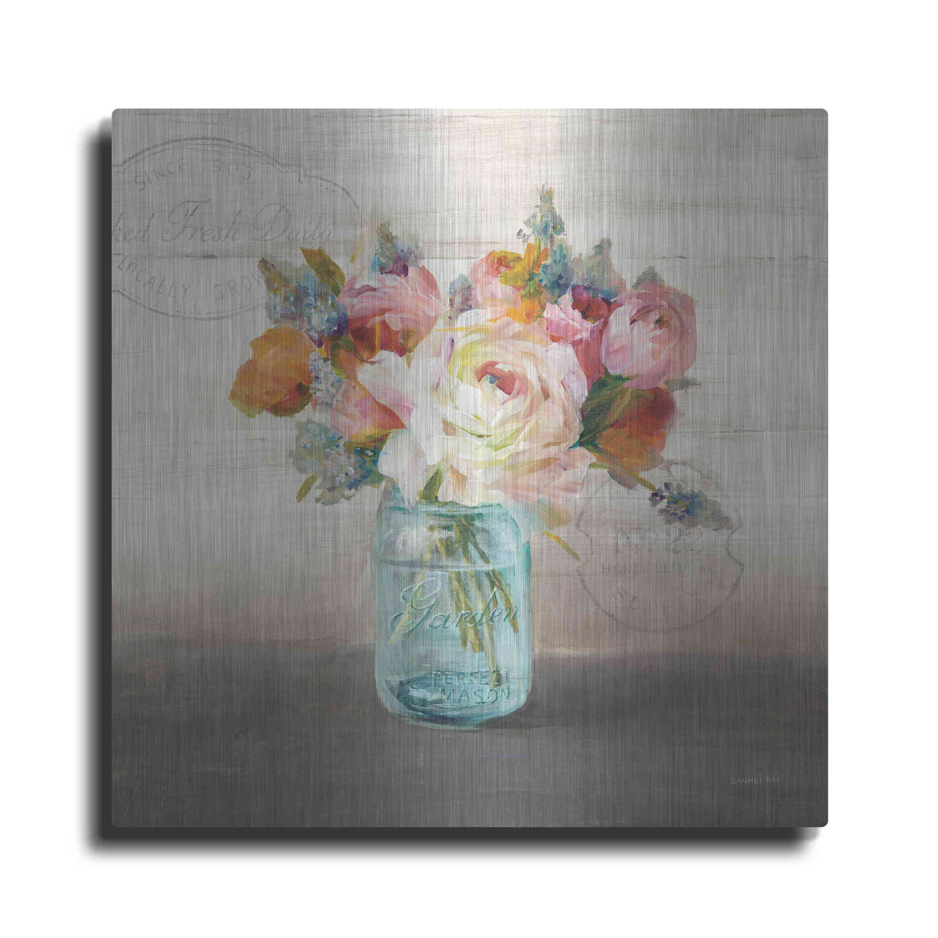 Luxe Metal Art 'French Cottage Bouquet II Mothers' by Danhui Nai, Metal Wall Art