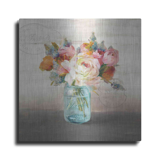 Luxe Metal Art 'French Cottage Bouquet II Mothers' by Danhui Nai, Metal Wall Art