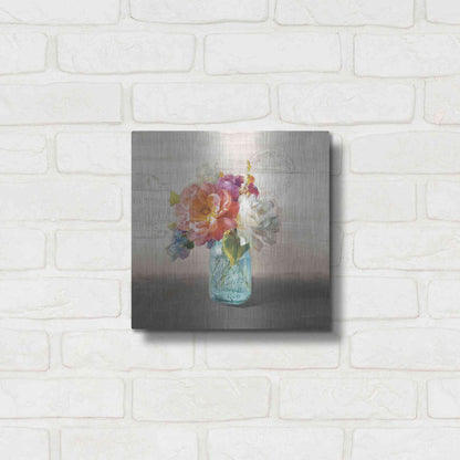 Luxe Metal Art 'French Cottage Bouquet I Mothers' by Danhui Nai, Metal Wall Art,12x12