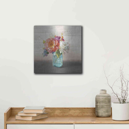 Luxe Metal Art 'French Cottage Bouquet I Mothers' by Danhui Nai, Metal Wall Art,12x12