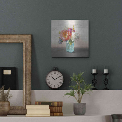 Luxe Metal Art 'French Cottage Bouquet I Mothers' by Danhui Nai, Metal Wall Art,12x12