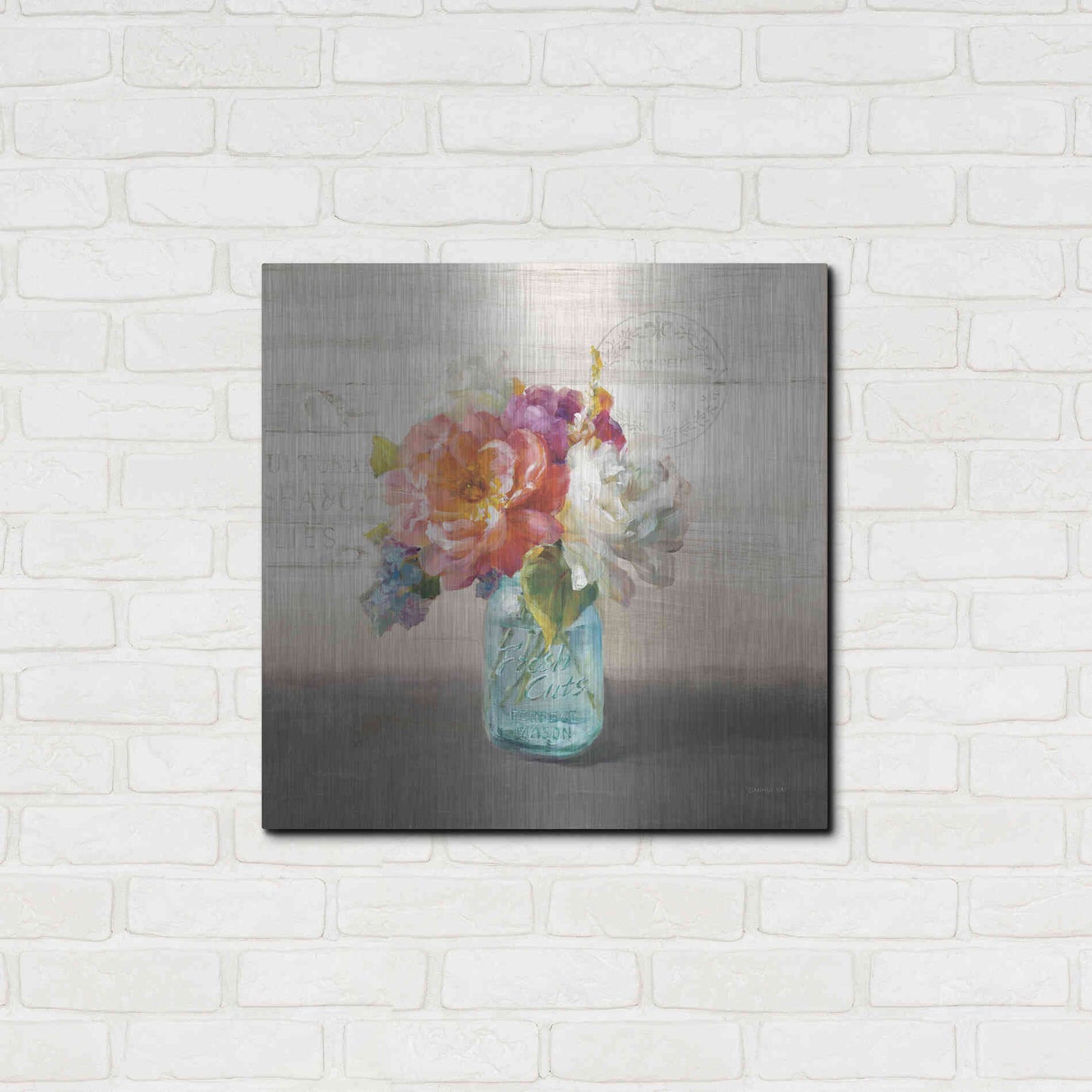 Luxe Metal Art 'French Cottage Bouquet I Mothers' by Danhui Nai, Metal Wall Art,24x24
