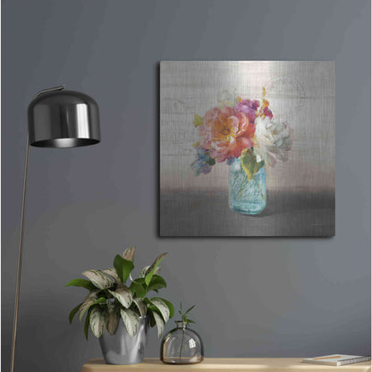 Luxe Metal Art 'French Cottage Bouquet I Mothers' by Danhui Nai, Metal Wall Art,24x24