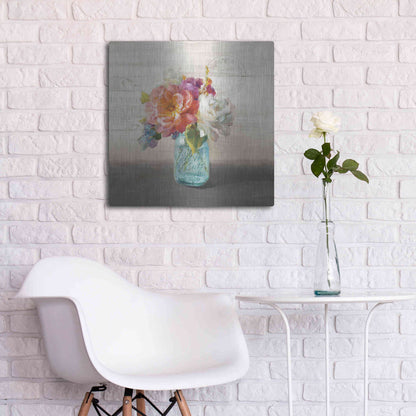 Luxe Metal Art 'French Cottage Bouquet I Mothers' by Danhui Nai, Metal Wall Art,24x24