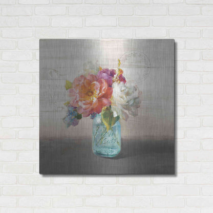 Luxe Metal Art 'French Cottage Bouquet I Mothers' by Danhui Nai, Metal Wall Art,36x36