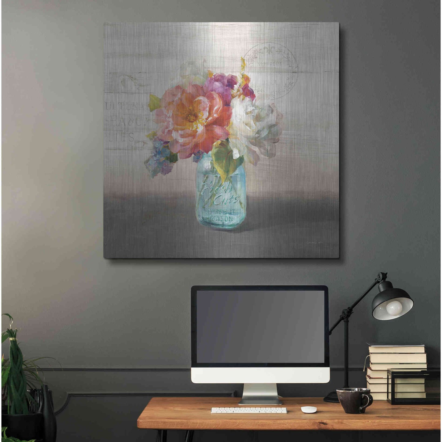 Luxe Metal Art 'French Cottage Bouquet I Mothers' by Danhui Nai, Metal Wall Art,36x36