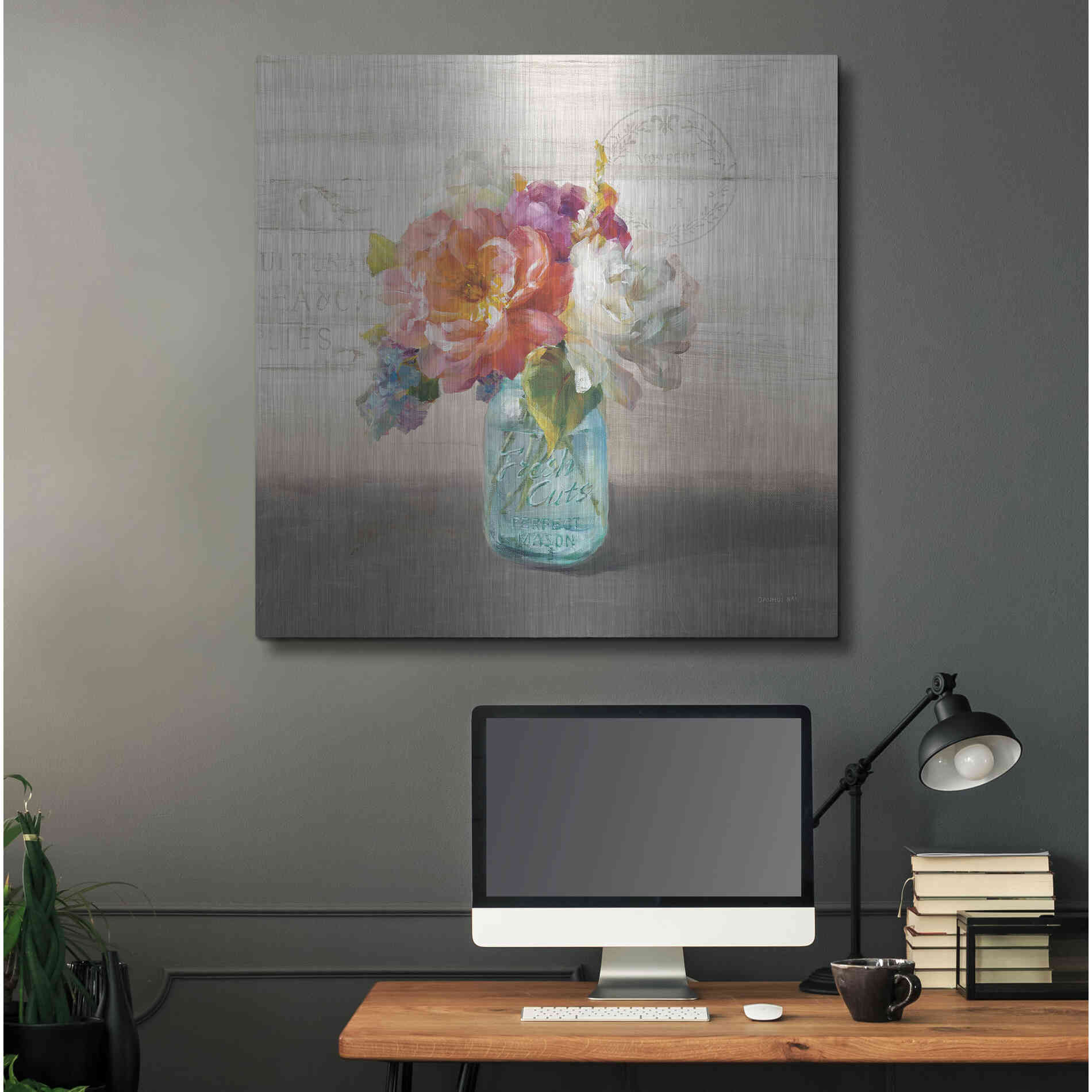 Luxe Metal Art 'French Cottage Bouquet I Mothers' by Danhui Nai, Metal Wall Art,36x36