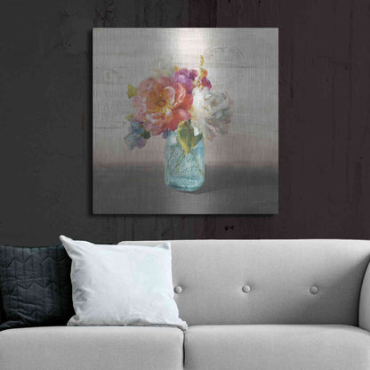 Luxe Metal Art 'French Cottage Bouquet I Mothers' by Danhui Nai, Metal Wall Art,36x36