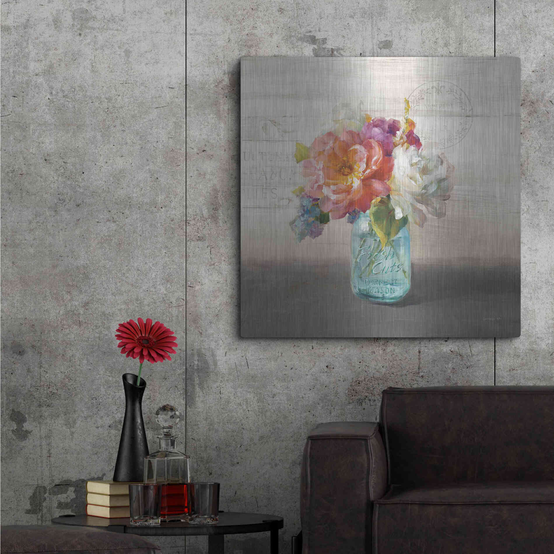 Luxe Metal Art 'French Cottage Bouquet I Mothers' by Danhui Nai, Metal Wall Art,36x36