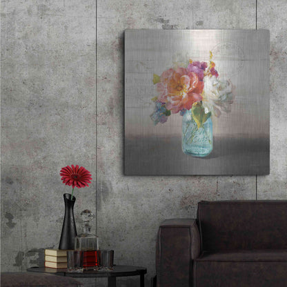 Luxe Metal Art 'French Cottage Bouquet I Mothers' by Danhui Nai, Metal Wall Art,36x36