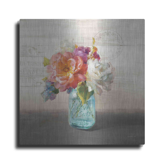 Luxe Metal Art 'French Cottage Bouquet I Mothers' by Danhui Nai, Metal Wall Art