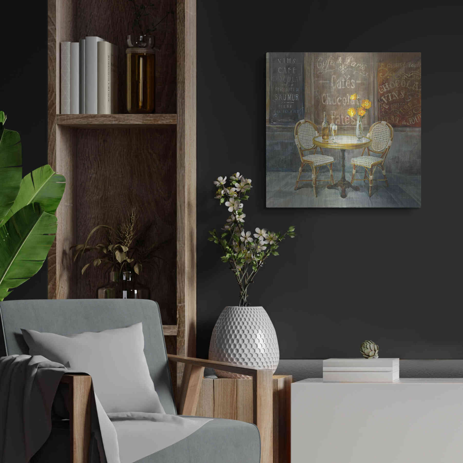 Luxe Metal Art 'French Cafe' by Danhui Nai, Metal Wall Art,24x24