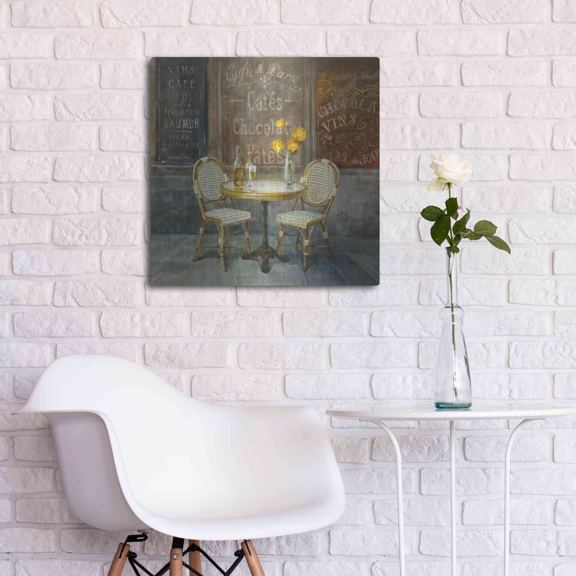 Luxe Metal Art 'French Cafe' by Danhui Nai, Metal Wall Art,24x24