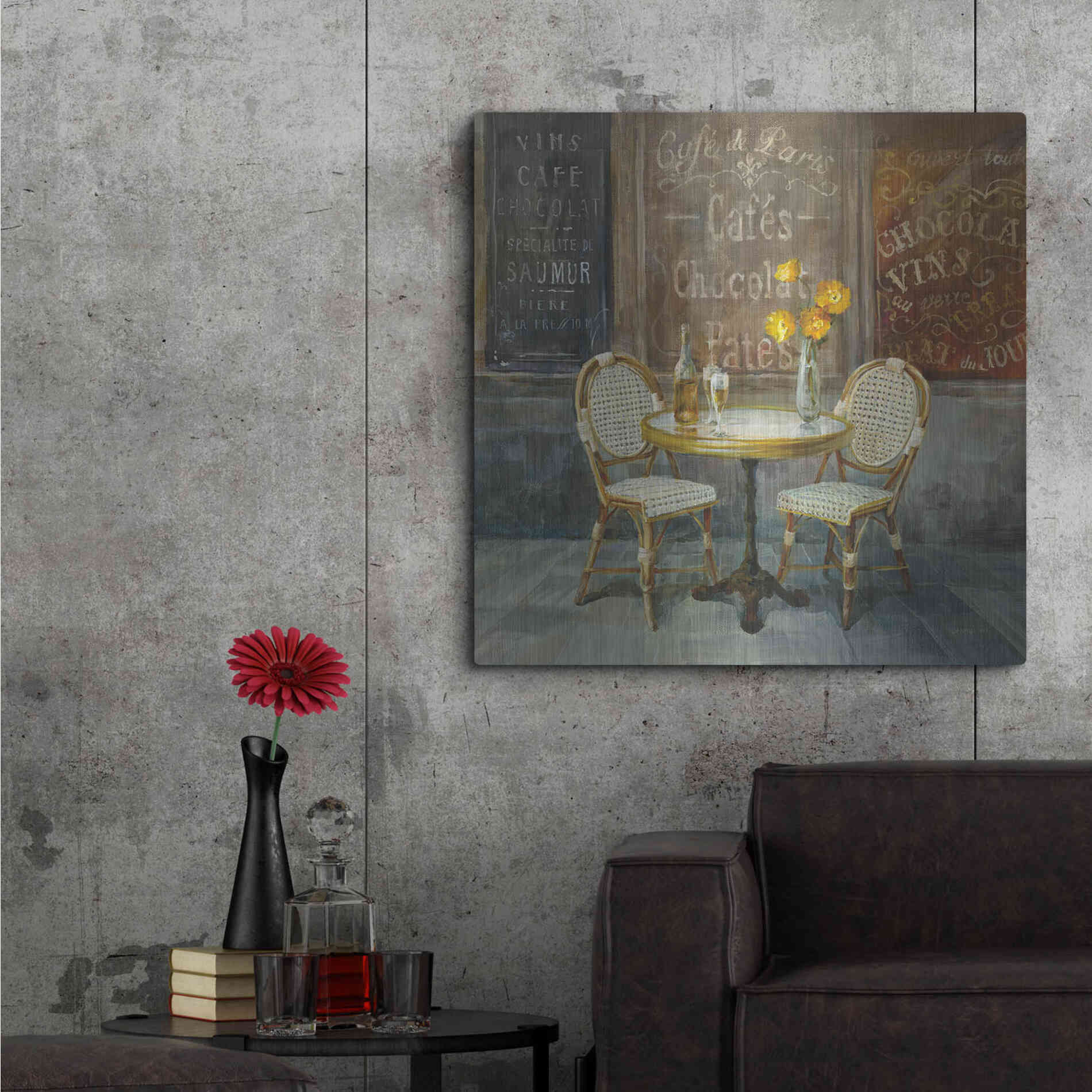 Luxe Metal Art 'French Cafe' by Danhui Nai, Metal Wall Art,36x36