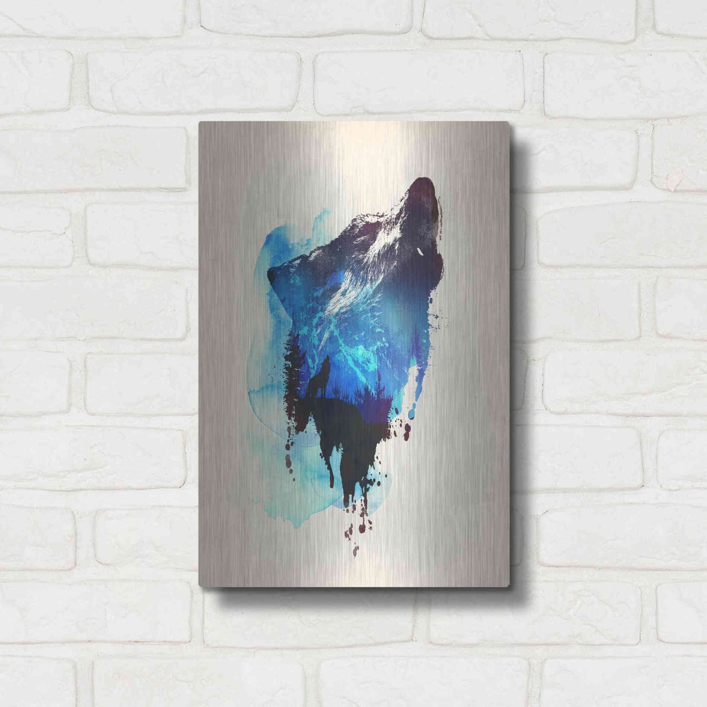 Luxe Metal Art 'Alone As a Wolf' by Robert Farkas, Metal Wall Art,12x16