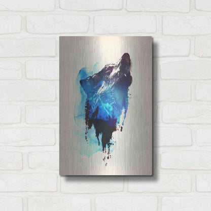 Luxe Metal Art 'Alone As a Wolf' by Robert Farkas, Metal Wall Art,12x16