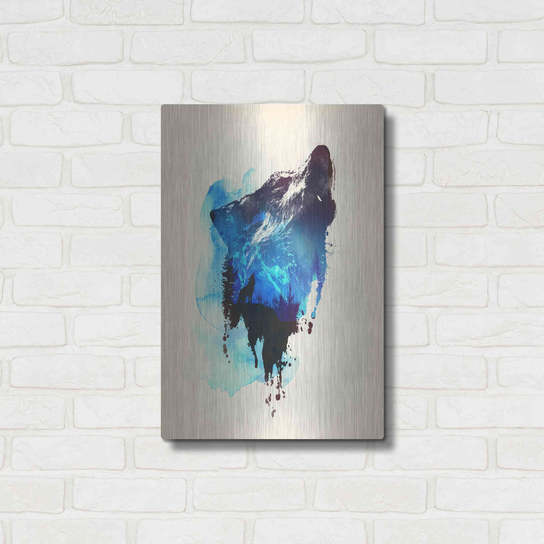 Luxe Metal Art 'Alone As a Wolf' by Robert Farkas, Metal Wall Art,16x24