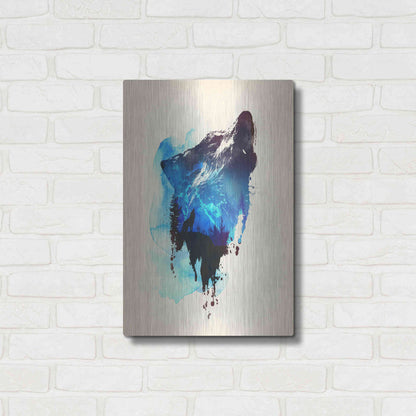 Luxe Metal Art 'Alone As a Wolf' by Robert Farkas, Metal Wall Art,16x24