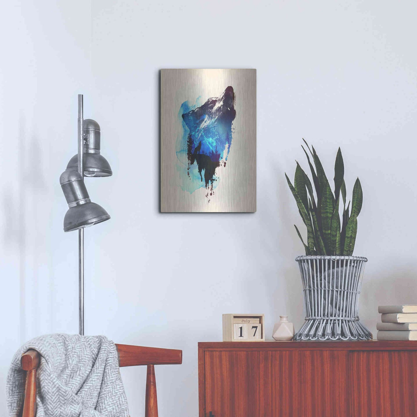 Luxe Metal Art 'Alone As a Wolf' by Robert Farkas, Metal Wall Art,16x24