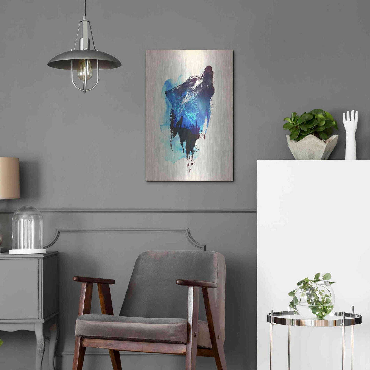 Luxe Metal Art 'Alone As a Wolf' by Robert Farkas, Metal Wall Art,16x24