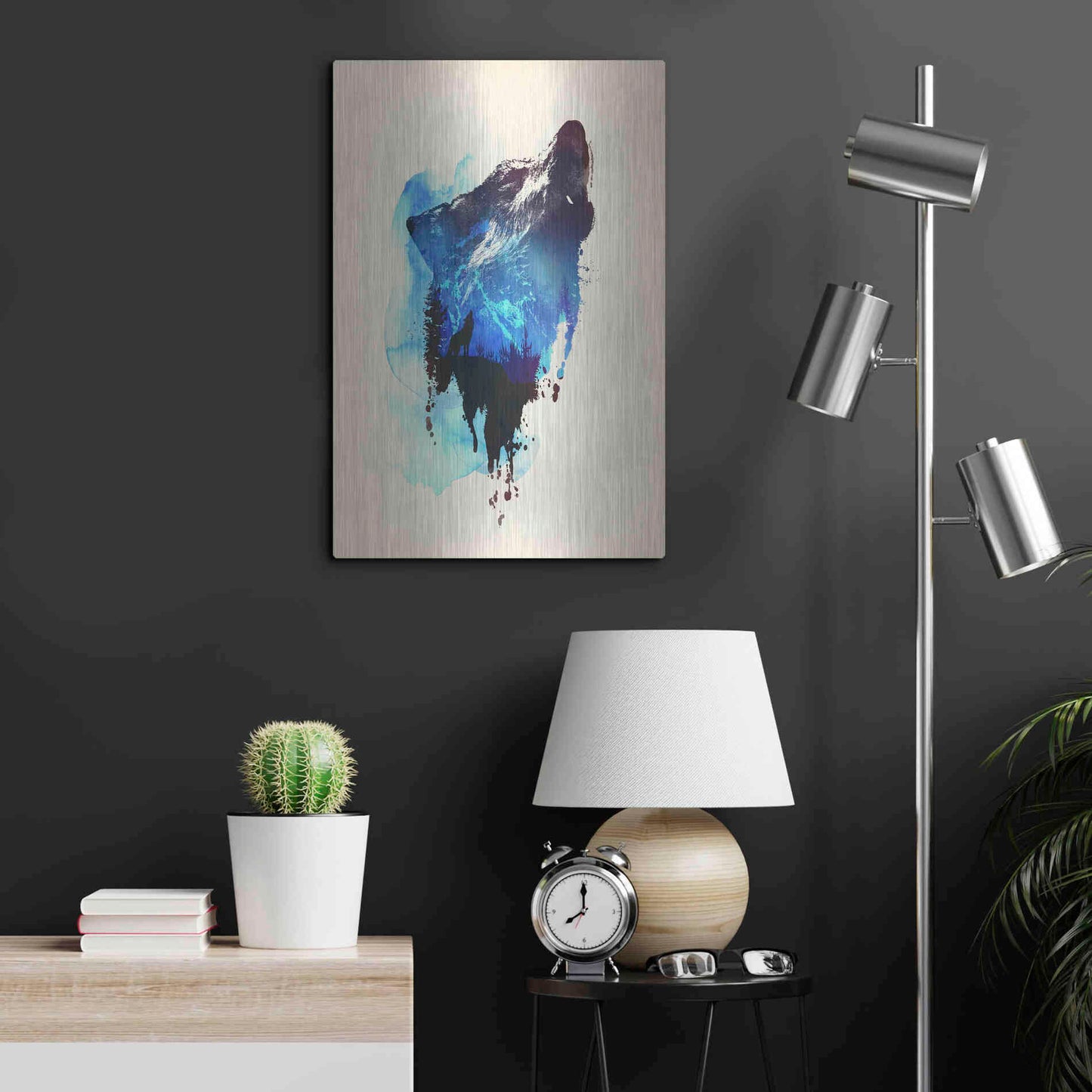 Luxe Metal Art 'Alone As a Wolf' by Robert Farkas, Metal Wall Art,16x24