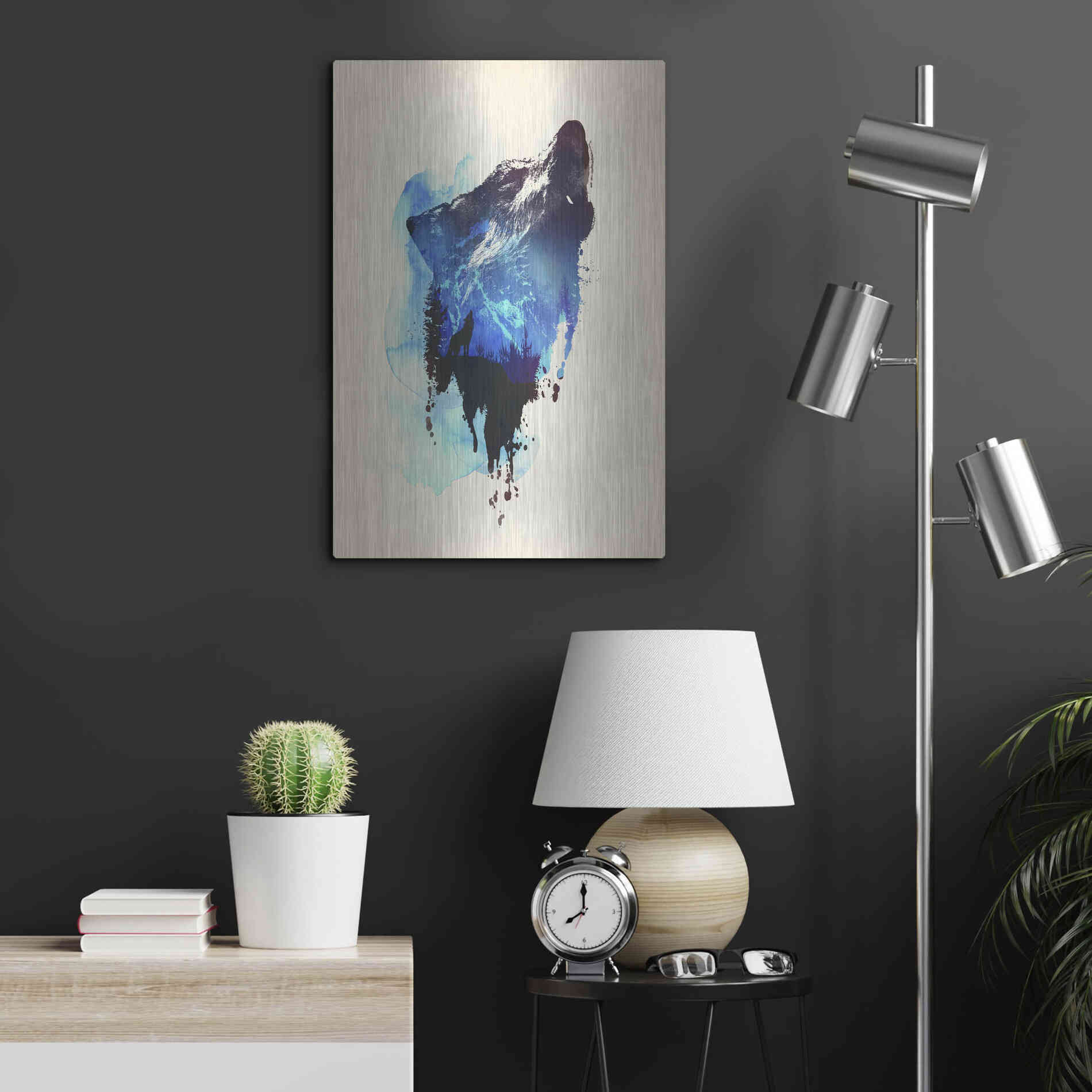 Luxe Metal Art 'Alone As a Wolf' by Robert Farkas, Metal Wall Art,16x24