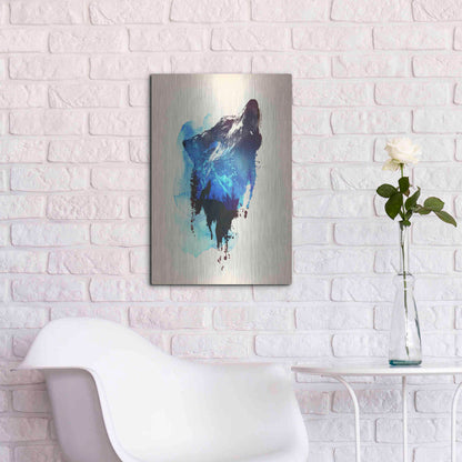 Luxe Metal Art 'Alone As a Wolf' by Robert Farkas, Metal Wall Art,16x24