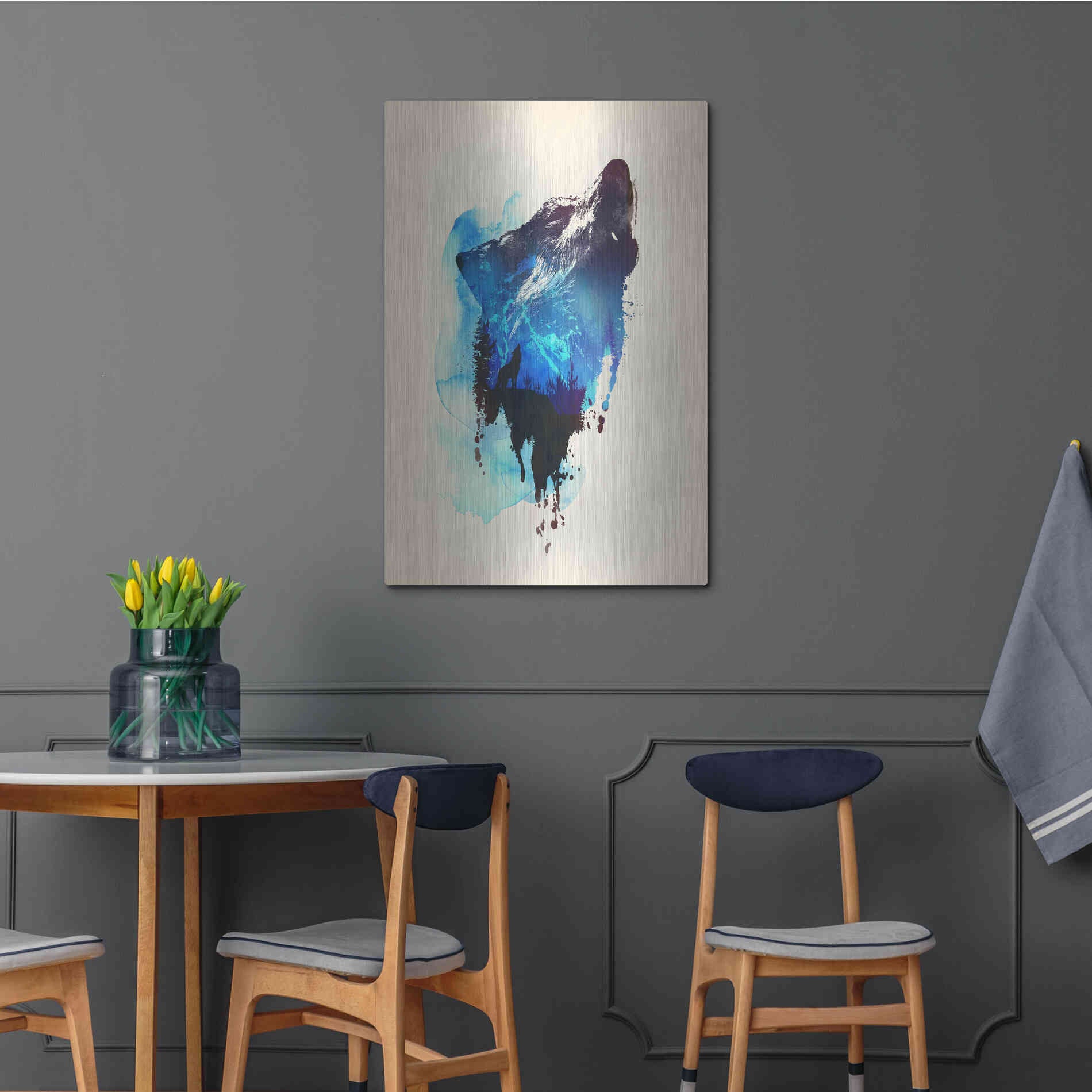 Luxe Metal Art 'Alone As a Wolf' by Robert Farkas, Metal Wall Art,24x36