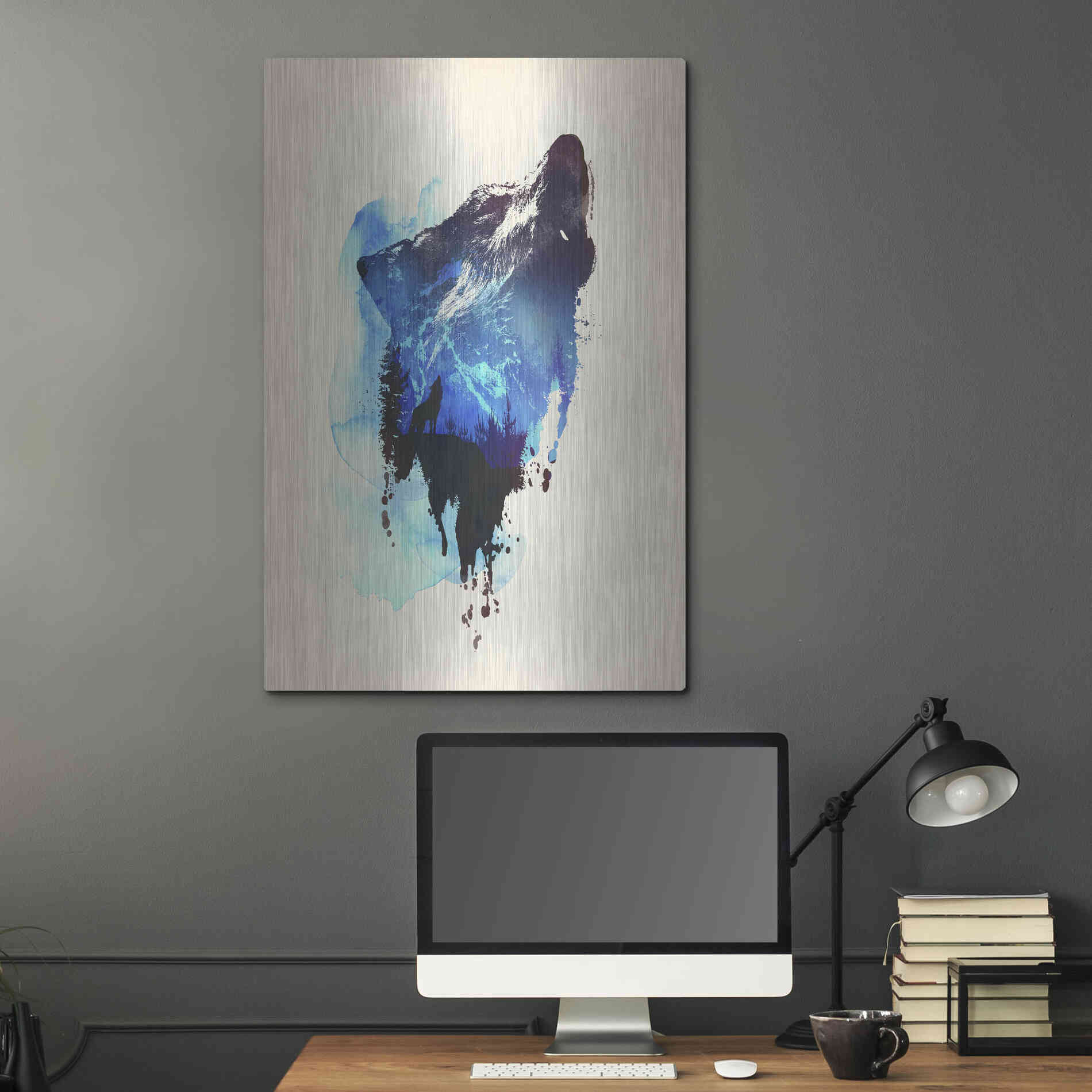 Luxe Metal Art 'Alone As a Wolf' by Robert Farkas, Metal Wall Art,24x36