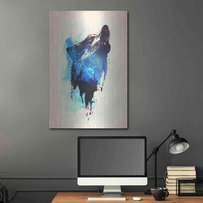 Luxe Metal Art 'Alone As a Wolf' by Robert Farkas, Metal Wall Art,24x36