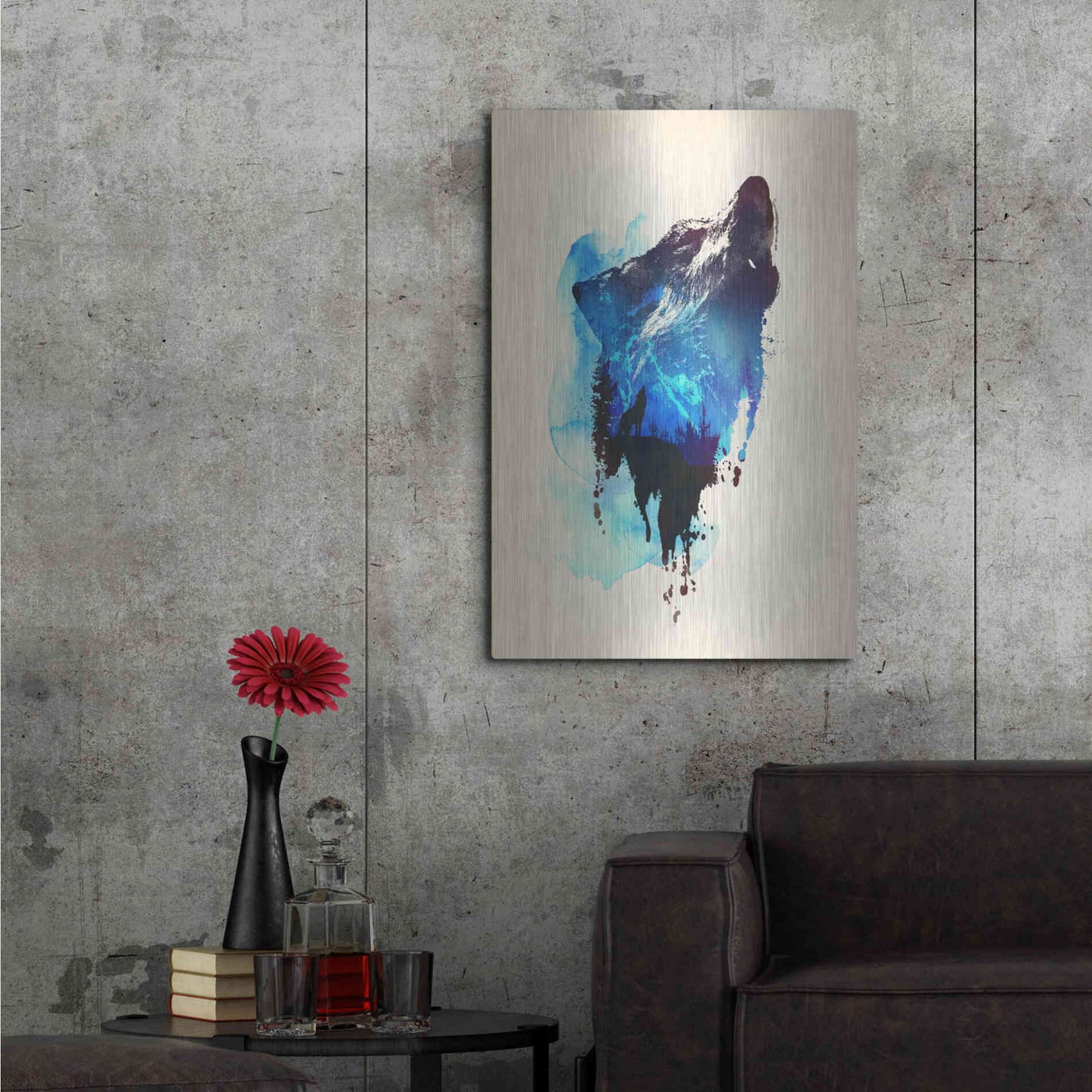 Luxe Metal Art 'Alone As a Wolf' by Robert Farkas, Metal Wall Art,24x36