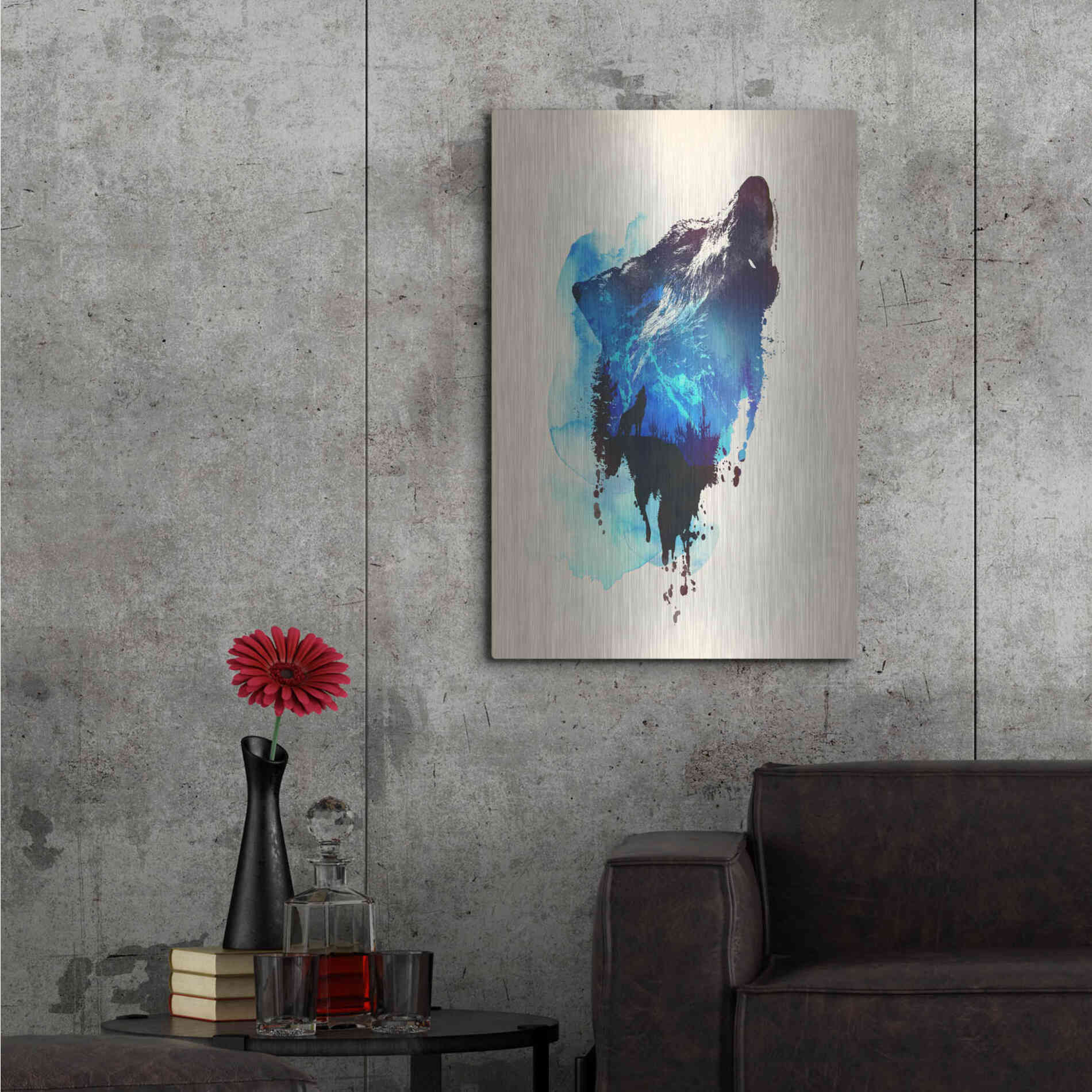 Luxe Metal Art 'Alone As a Wolf' by Robert Farkas, Metal Wall Art,24x36
