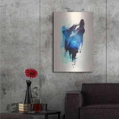 Luxe Metal Art 'Alone As a Wolf' by Robert Farkas, Metal Wall Art,24x36