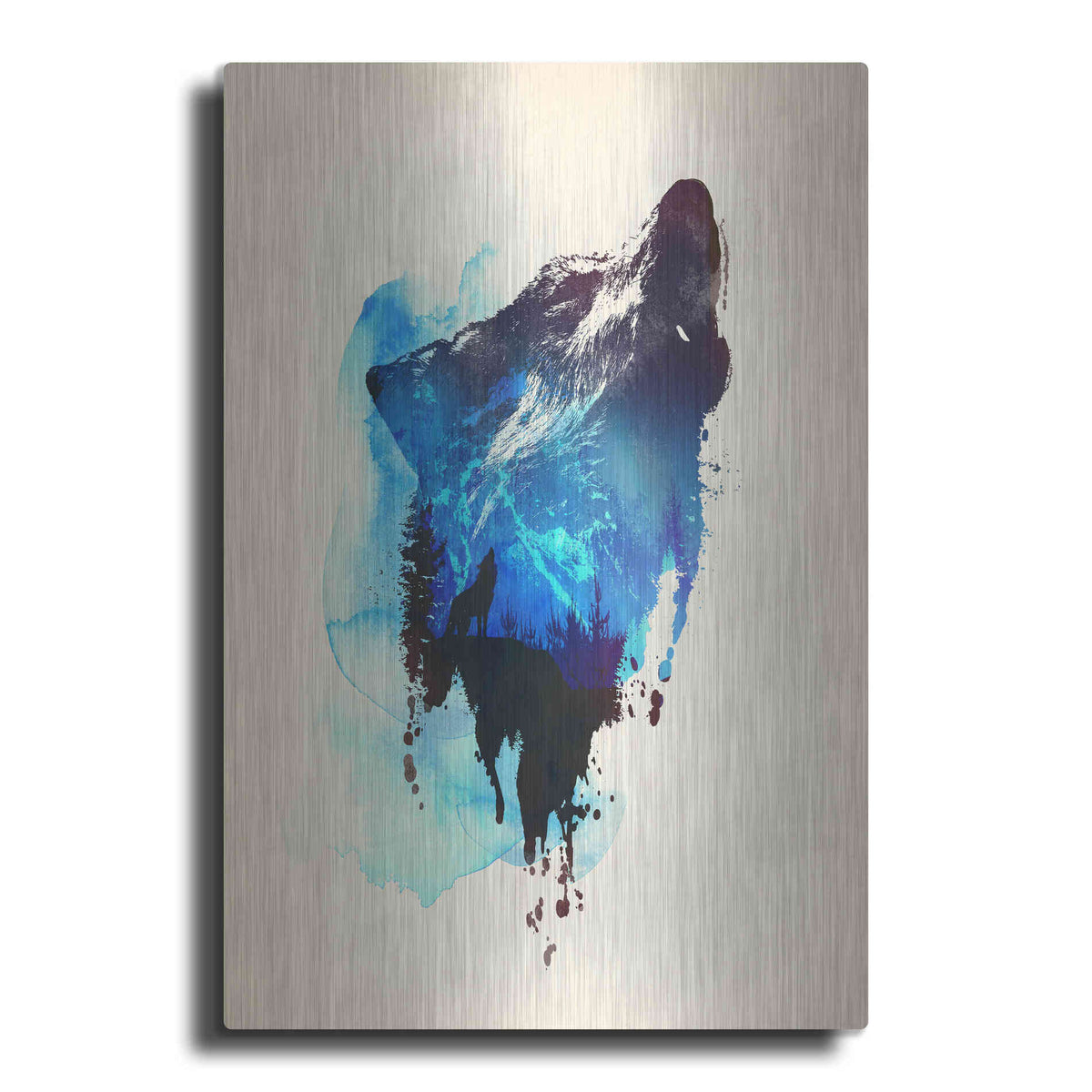 Luxe Metal Art 'Alone As a Wolf' by Robert Farkas, Metal Wall Art