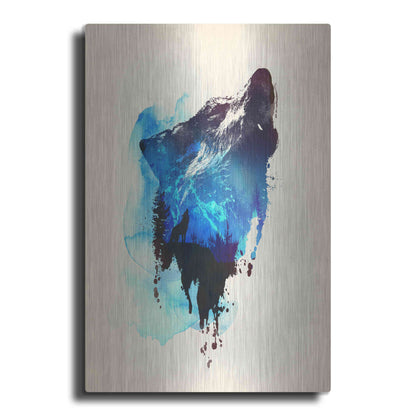 Luxe Metal Art 'Alone As a Wolf' by Robert Farkas, Metal Wall Art